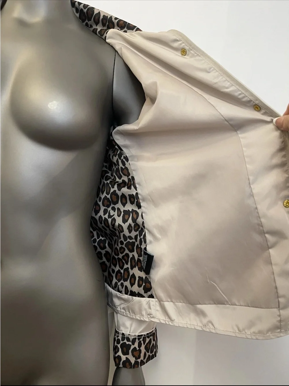 Cynthia Rowley Jacket Womens S Tan Leopard Print Full Zip Animal Spring Trench - Picture 9 of 13